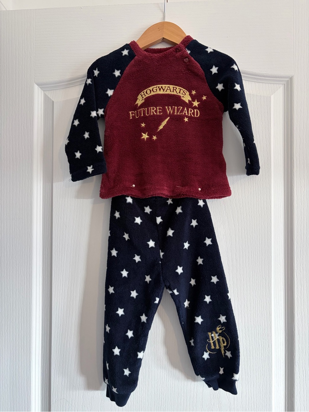 Harry Potter Toddler Pajama Set - Burgundy & Navy Star Print